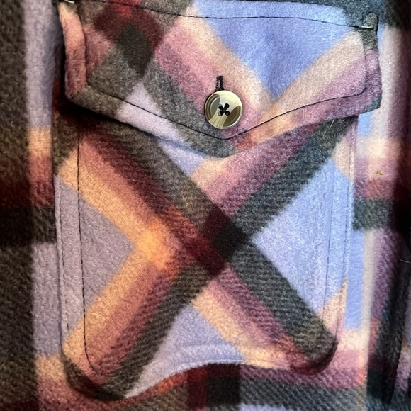 SAGE shacket women’s XXL purple checkered thick Sherpa-like lining - Picture 5 of 14